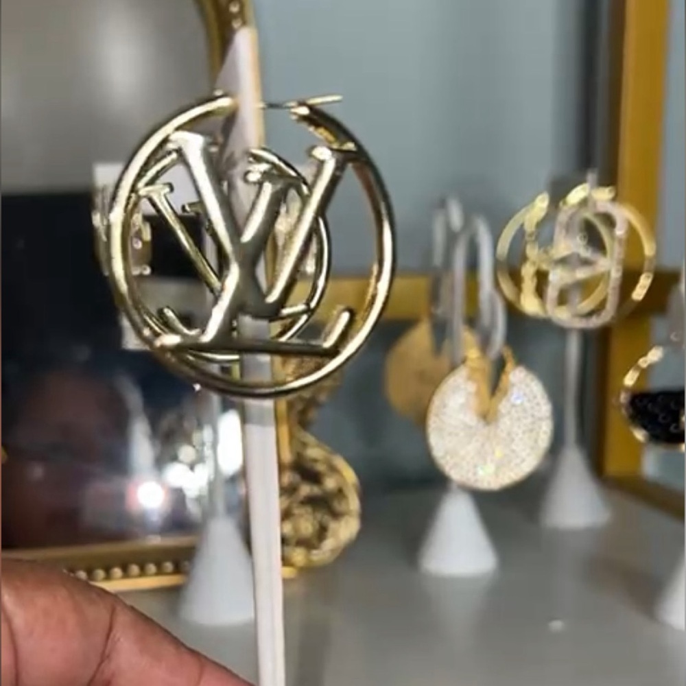 Gold Monogram Earrings